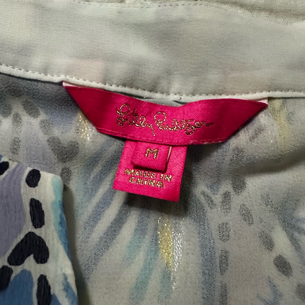 Lilly Pulitzer Elenora Tails Of The Sea Blouse Metallic Medium - Picture 6 of 9
